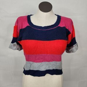 3/$25 Poof Excellence Color Block Short Sleeve Sweater Sz M